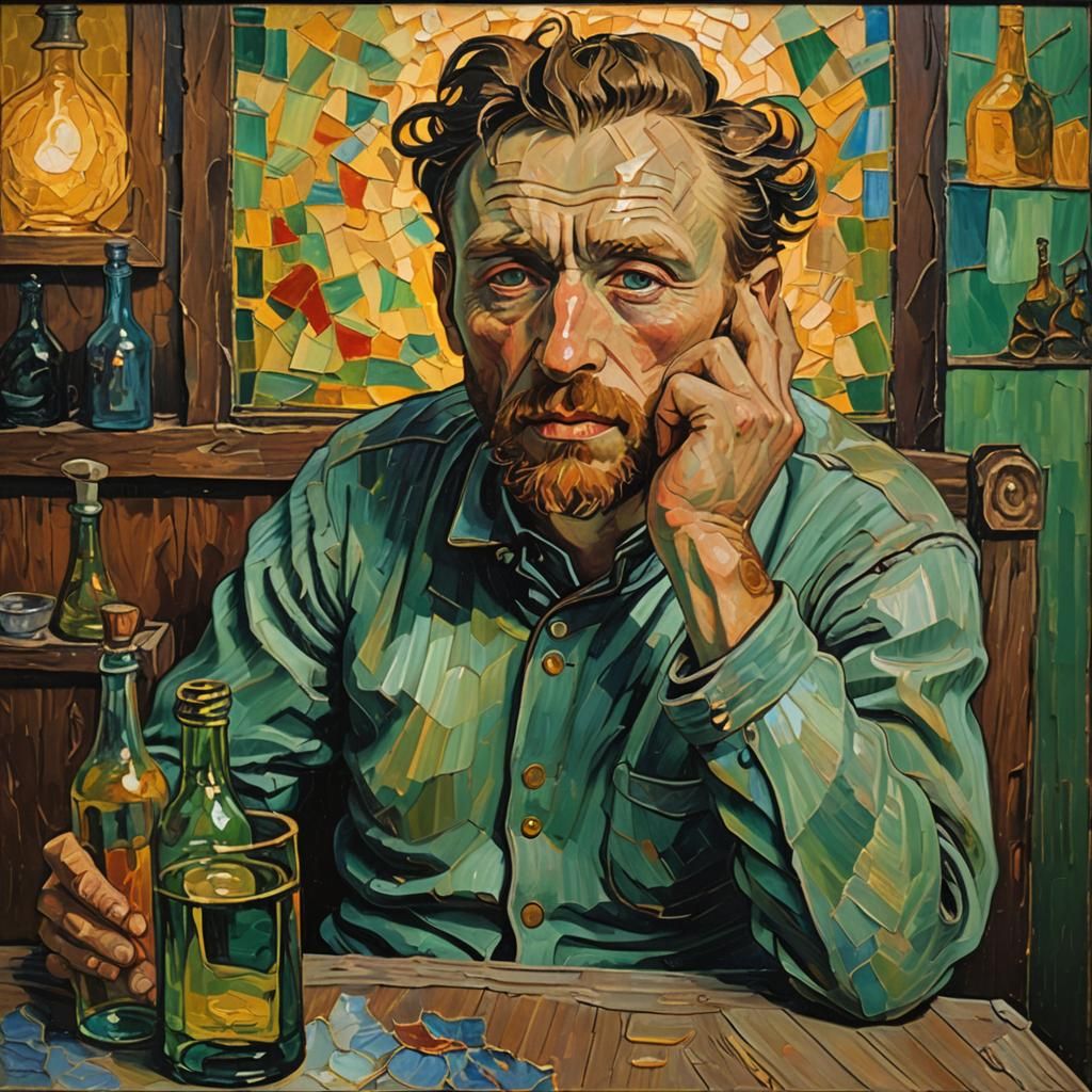 Van Gogh's portrait of Paul Gauguin , in a French drinking d...