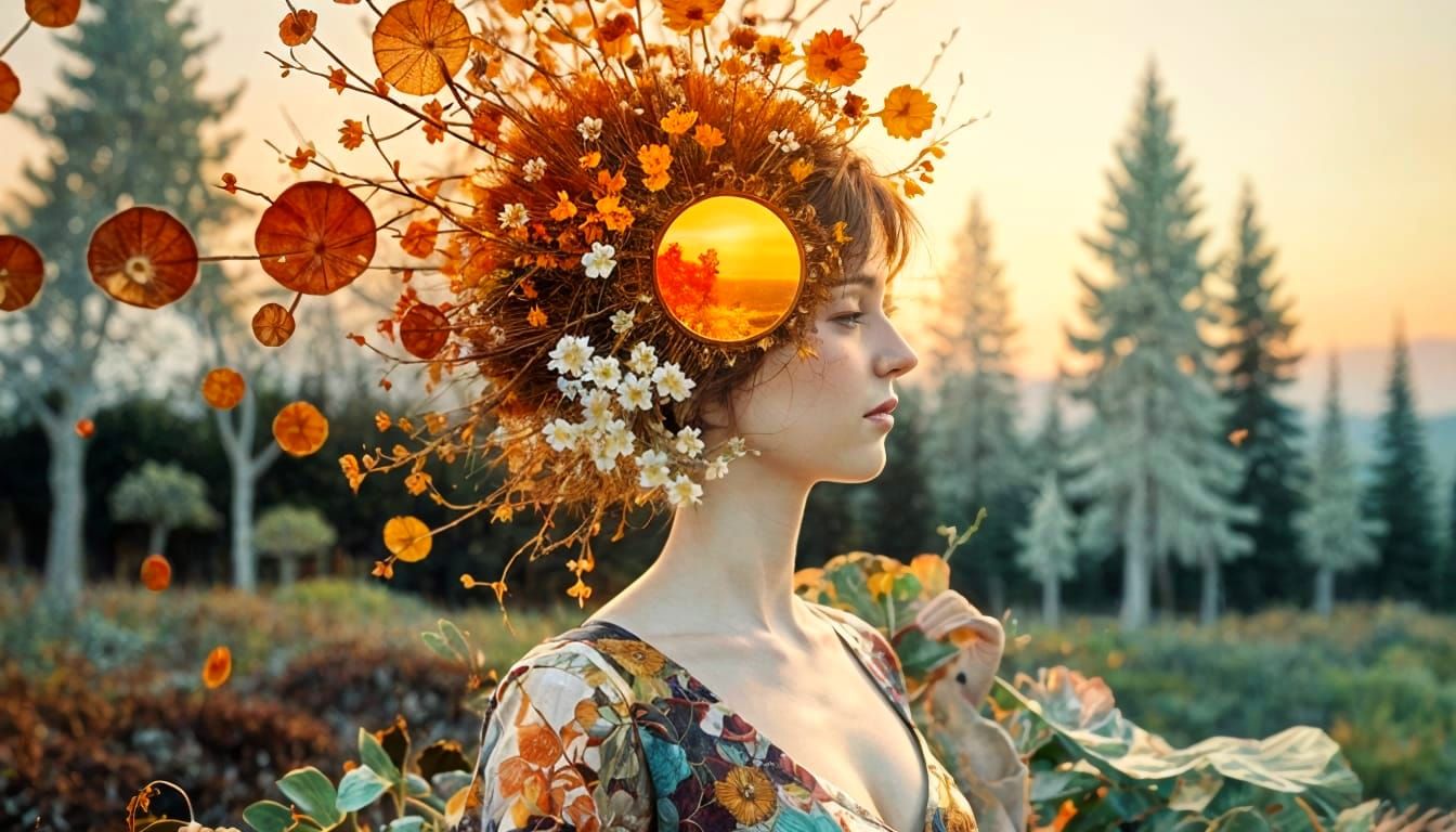 Dreamy Sunset Composition in Tenebrism Style