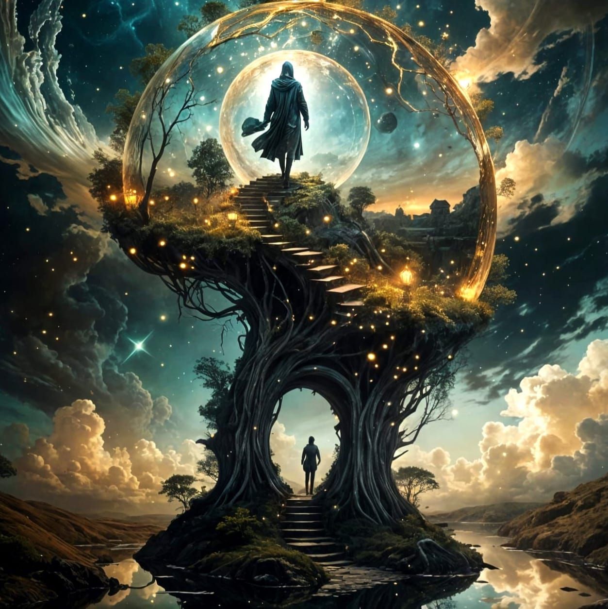 Surreal Dreamcore Observatory with Moon Phases