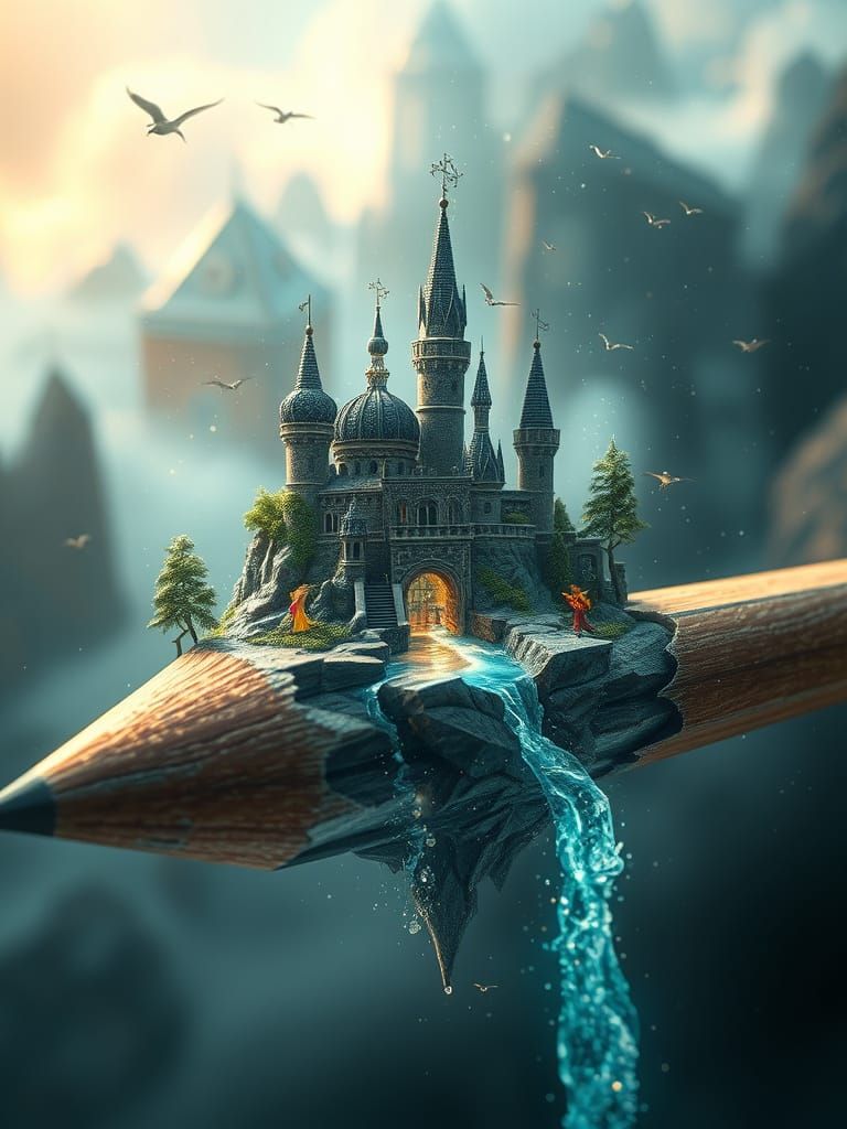 Ethereal Miniature World From Magical Pencil