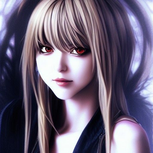 Realistic Portrait of Misa Amane in Hyperdetailed Style
