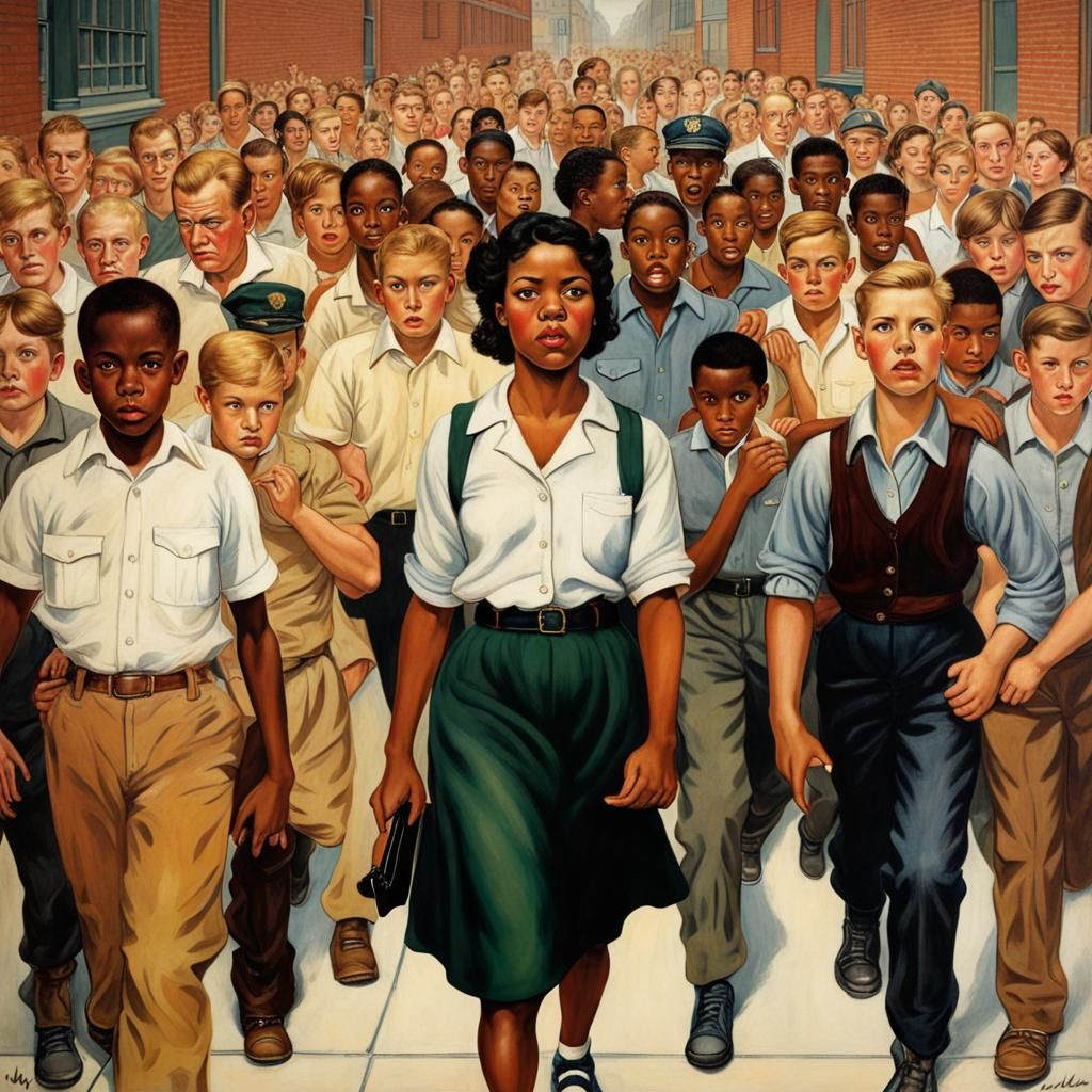 School Walk with U.S. Marshals in Rockwell Style