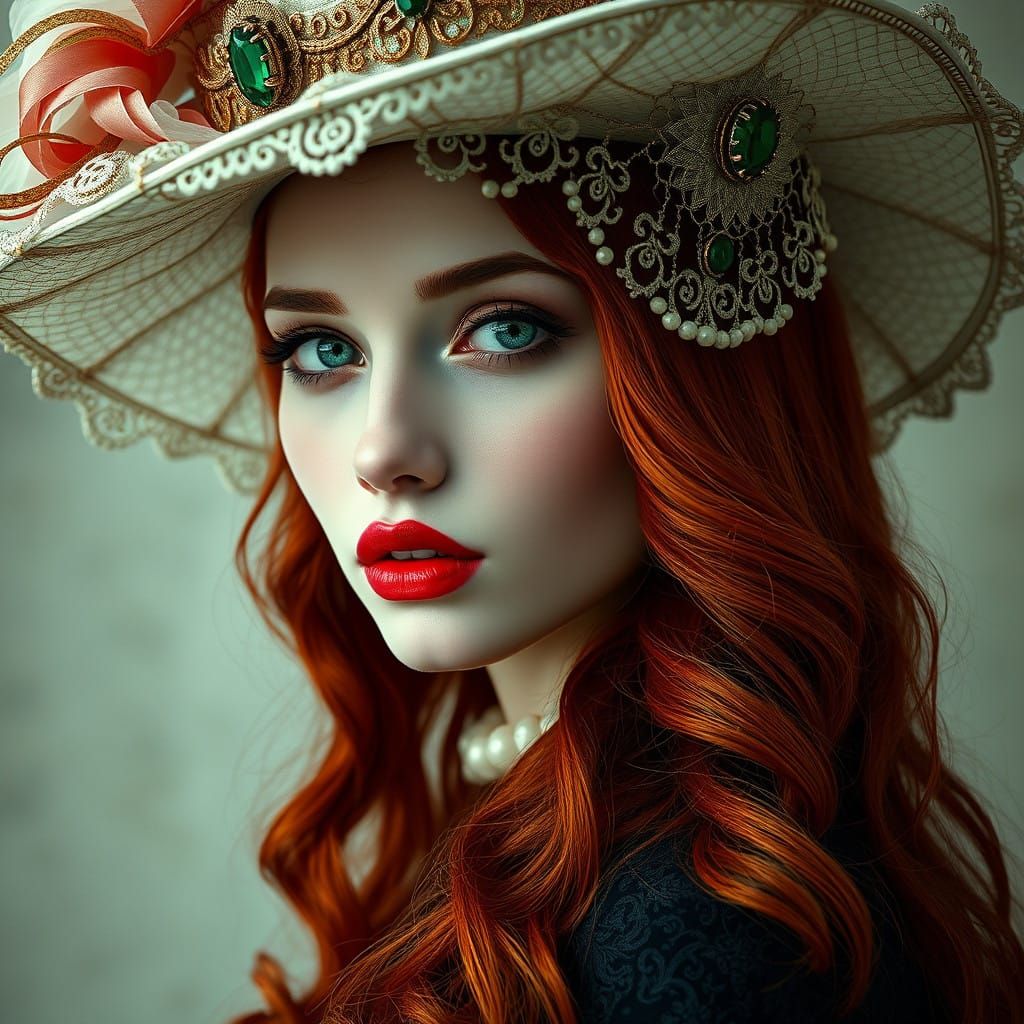 Enigmatic Beauty in Opulent Gothic Attire