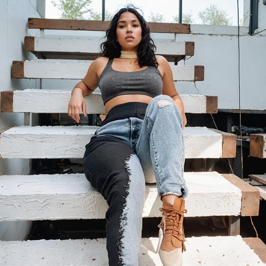 Voluptuous Woman in Fashion Portrait, Documentary Style