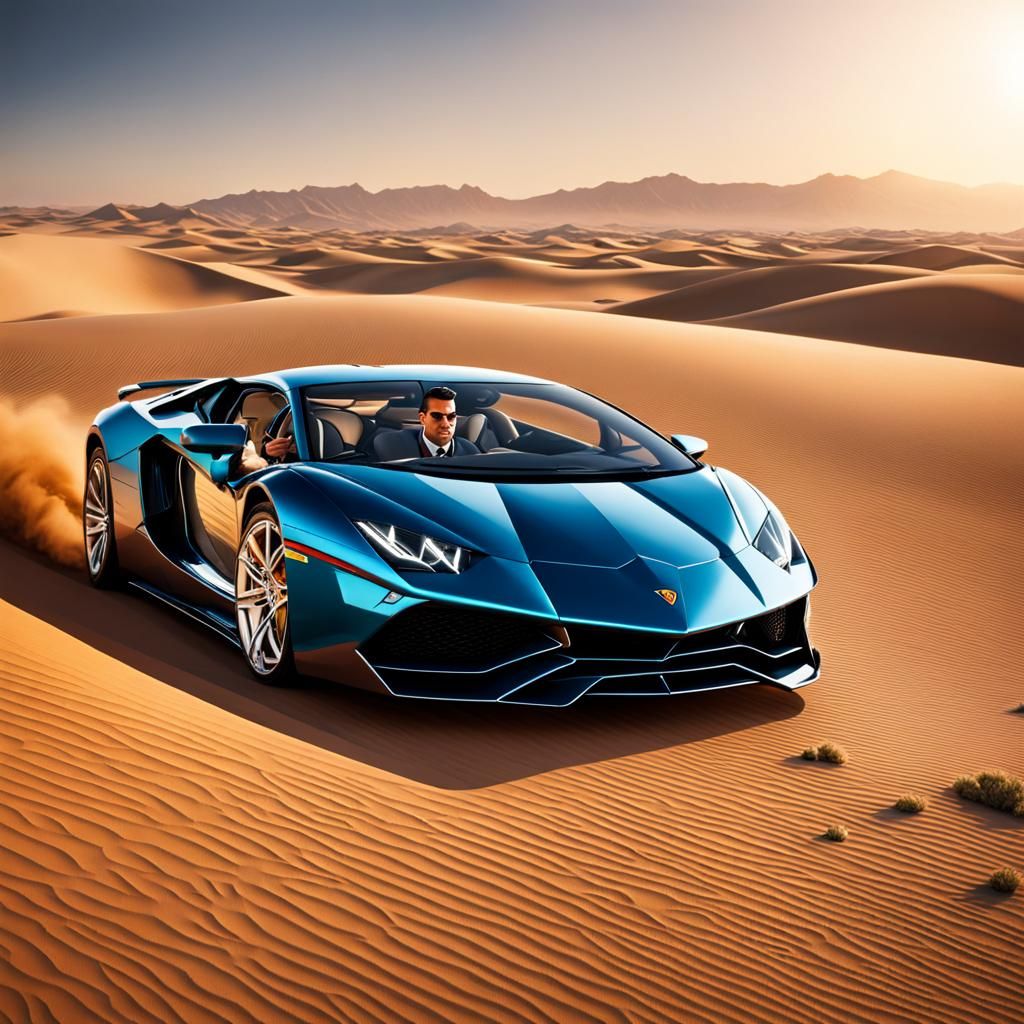 Cartoon Ronaldo Flexing in Dubai Desert