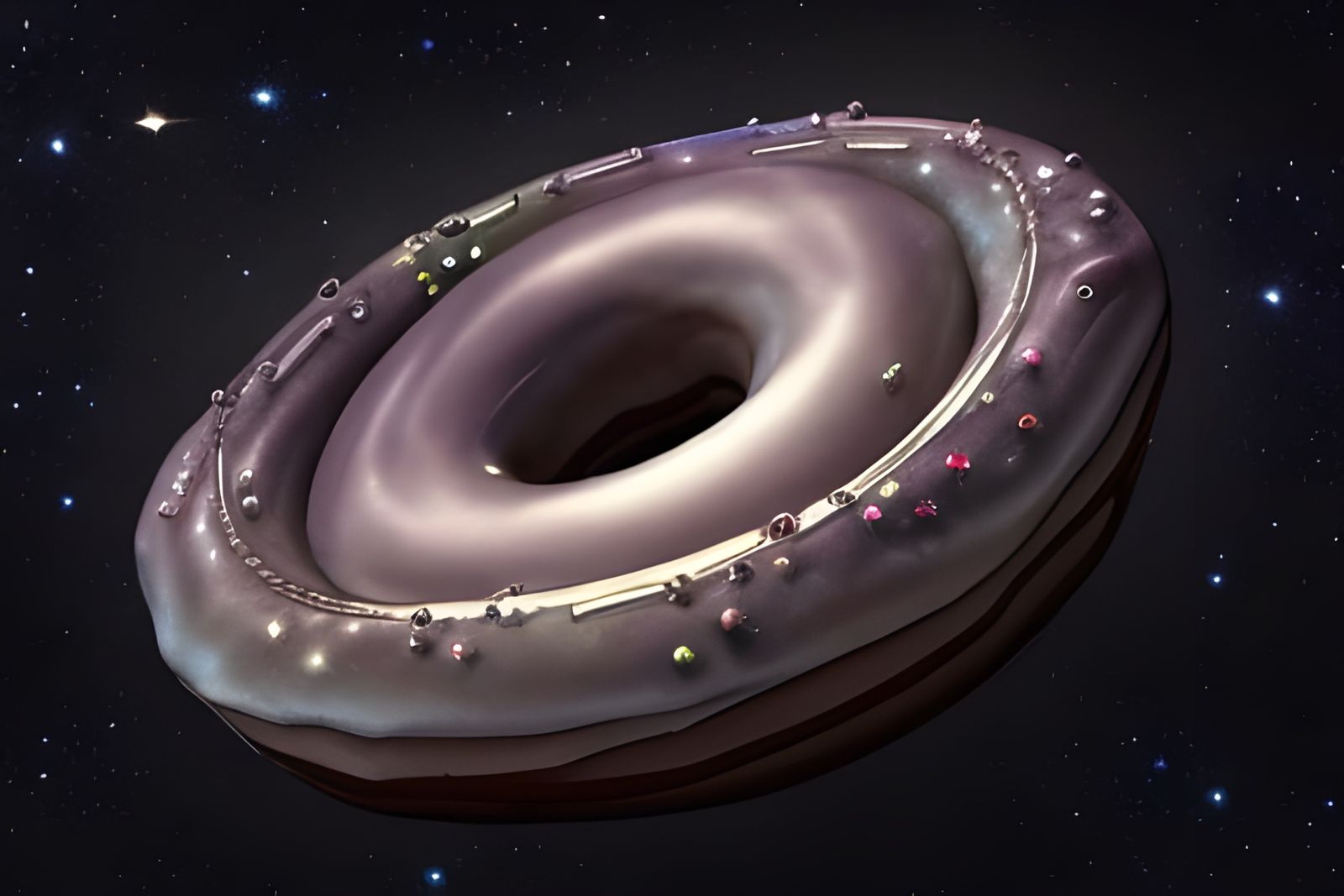 Iridescent Galactic Doughnut Shape in Digital Art Style