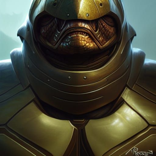 Armored Turtle Knight Portrait in Hyperrealism Style