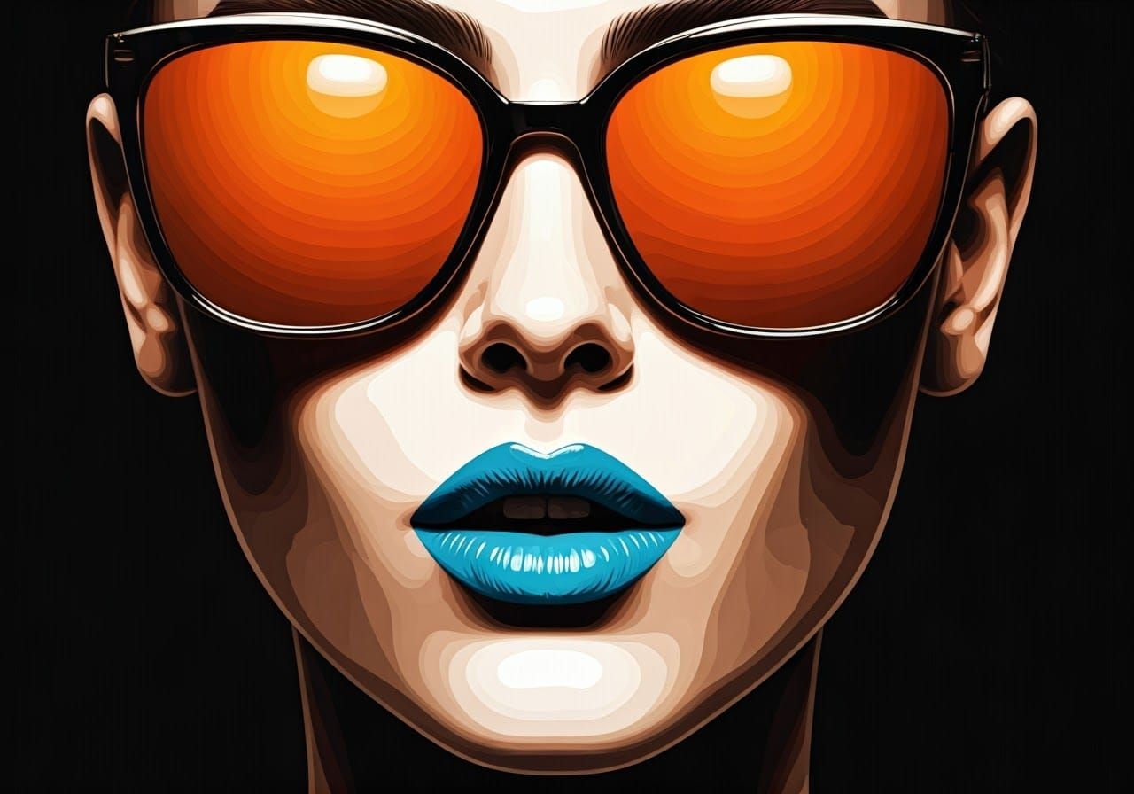 Vibrant Portrait with Bold Lines and Bright Colors