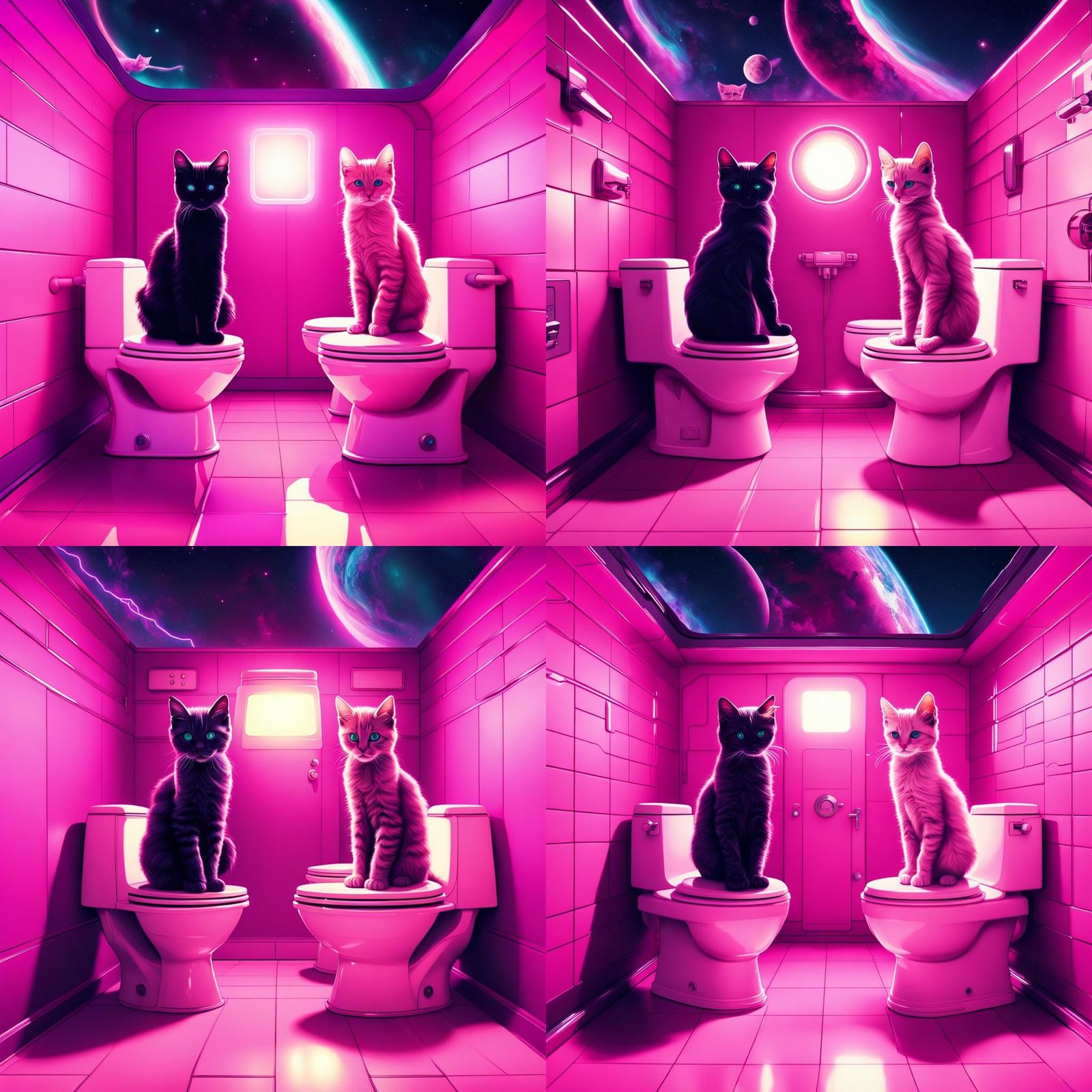 Synthwave Toilets in Space Guarded by Kittens