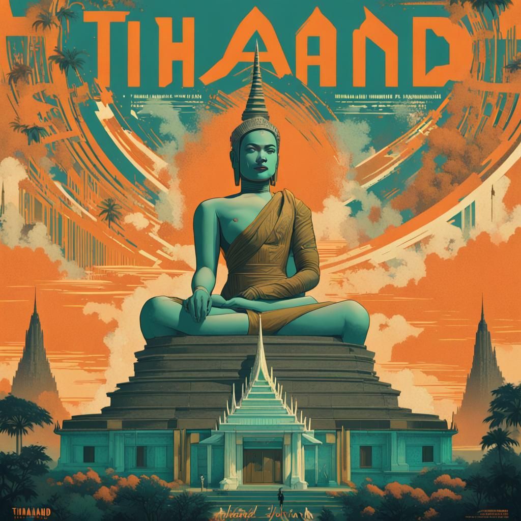 Thailand Landmarks in 1930s Propaganda Poster Art