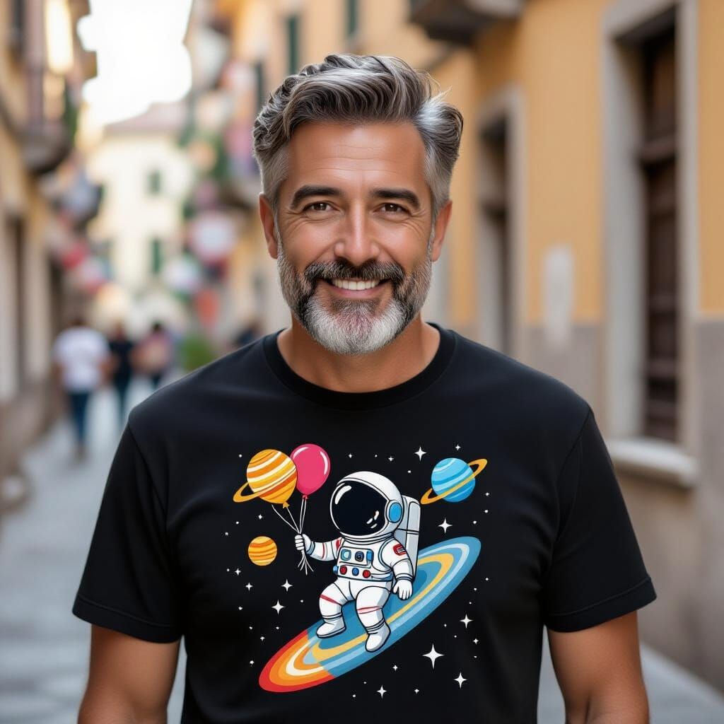 Astronaut T-Shirt Design with Planets