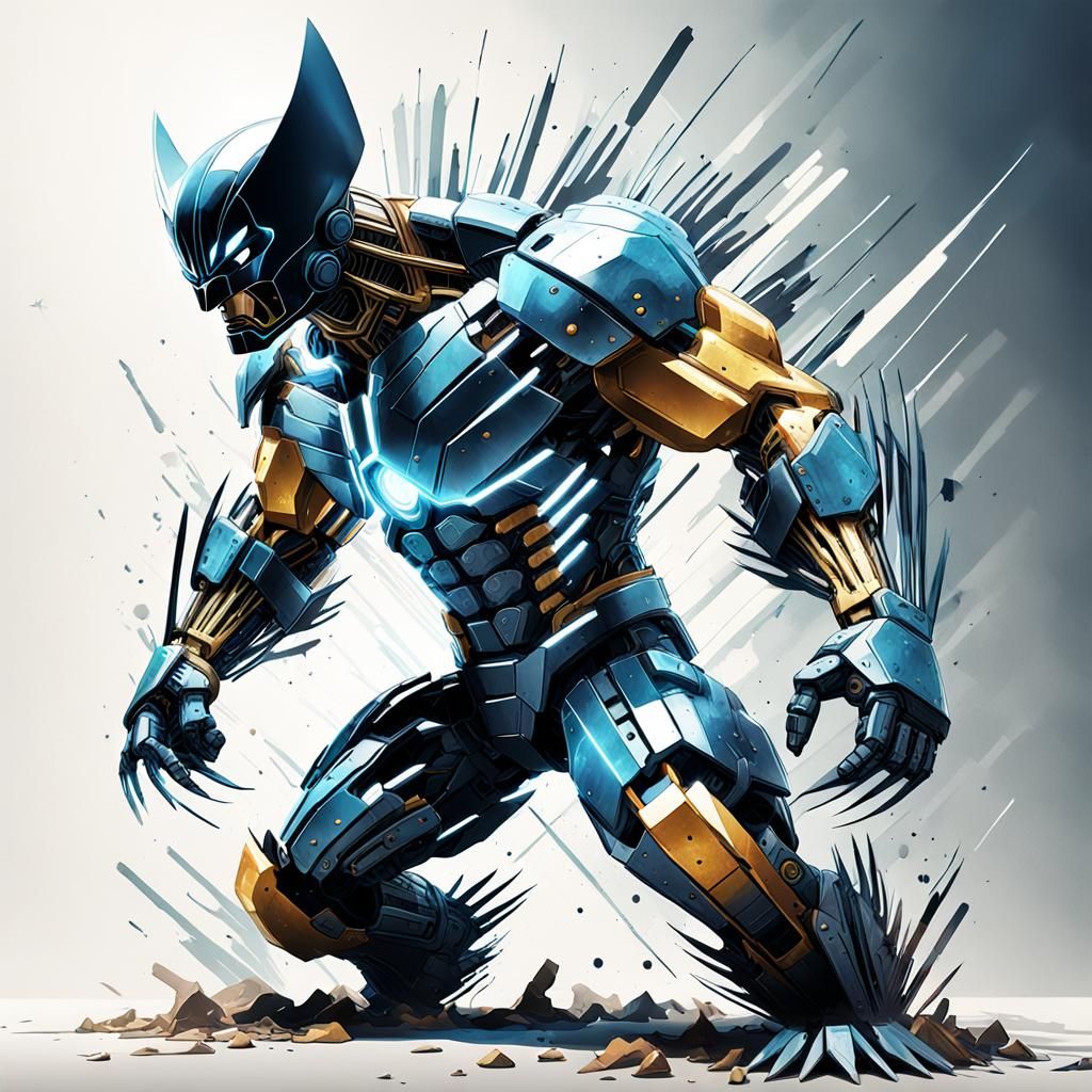 Electric Shadow Wolverine Watercolor Illustration