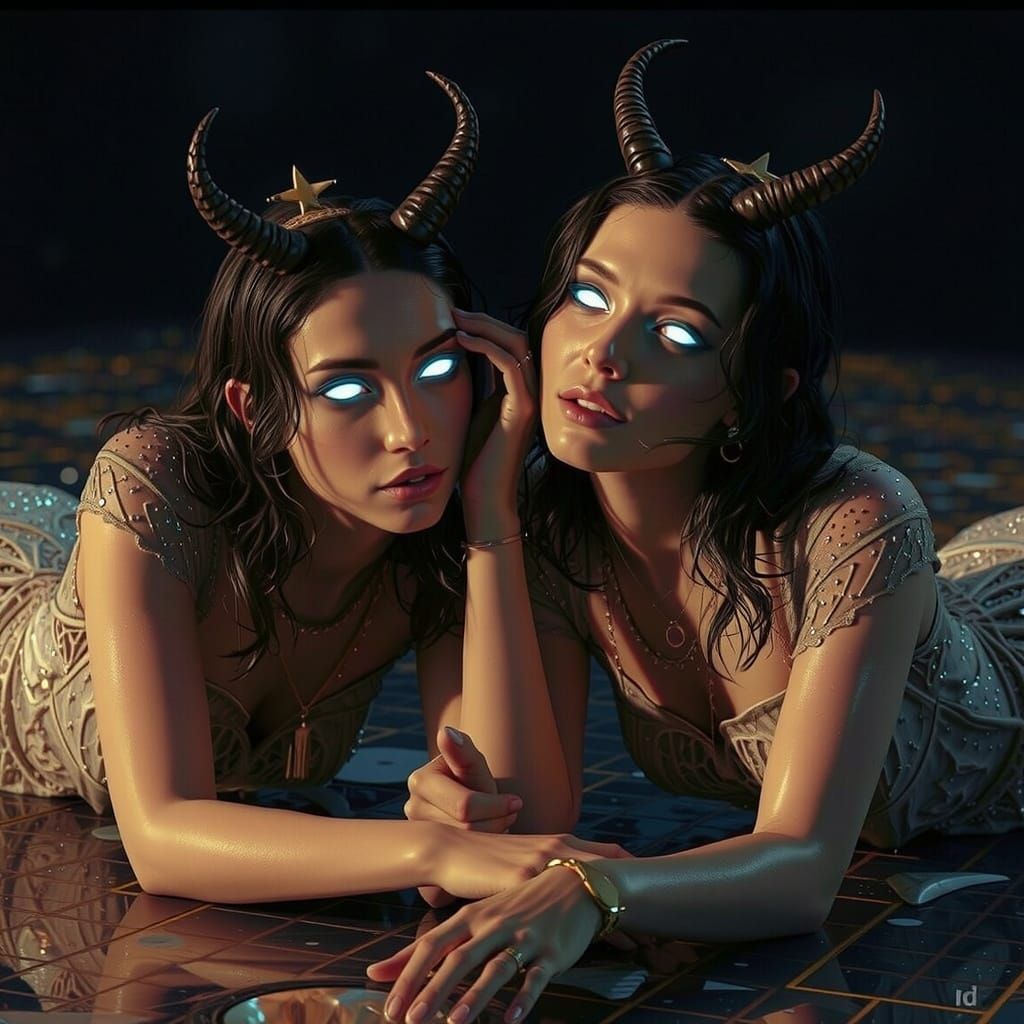 Shimmering Demonic Figures in Hyperrealistic Style