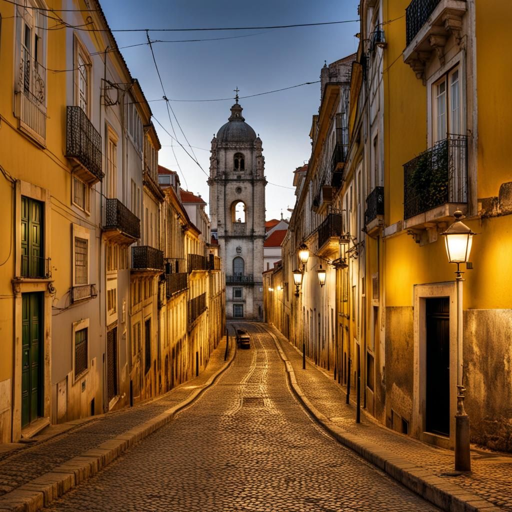 Lisboa: Hyperrealistic Cityscape with Dramatic Lighting