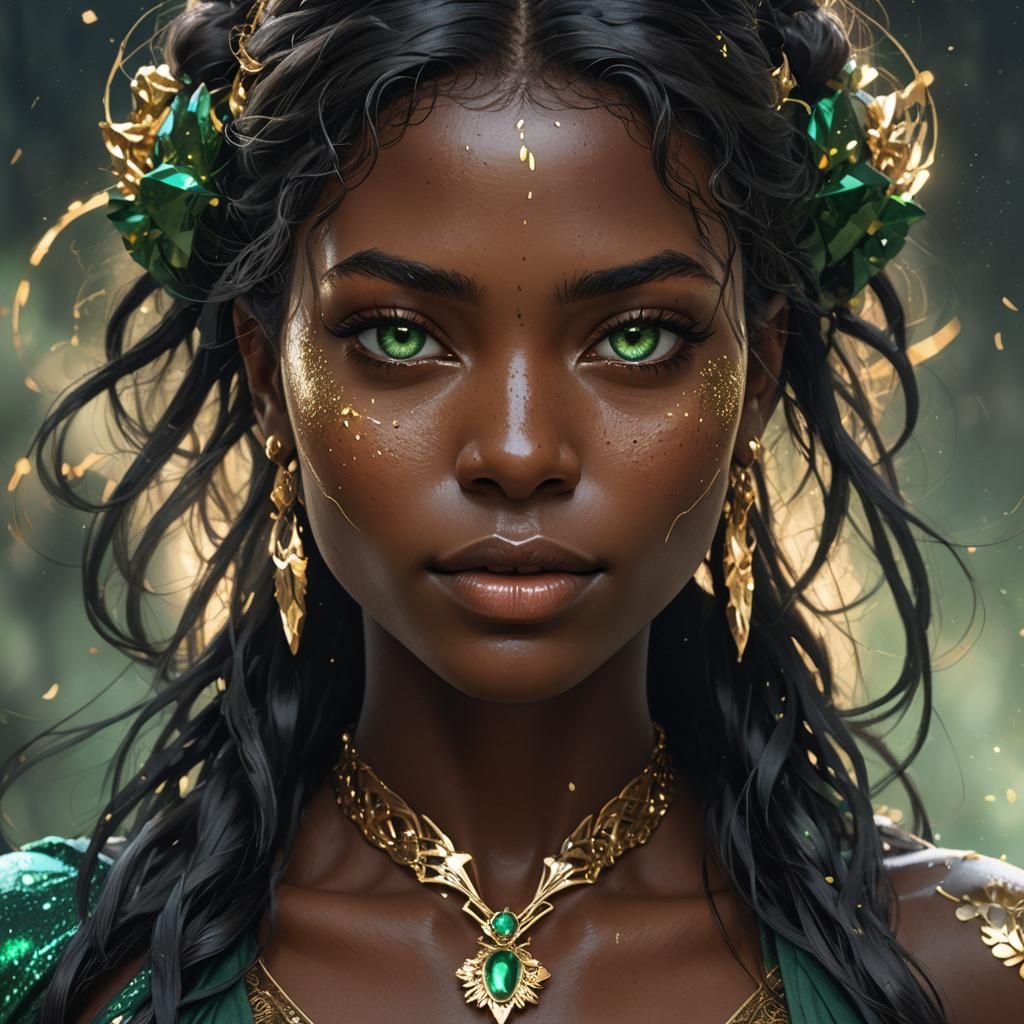 Hyperrealistic Portrait of Girl with Emerald Eyes