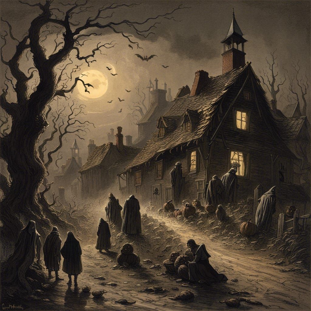 Haunted Halloween Village in Gothic Horror Style