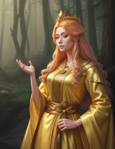 Ethereal Princess in Golden Splendor