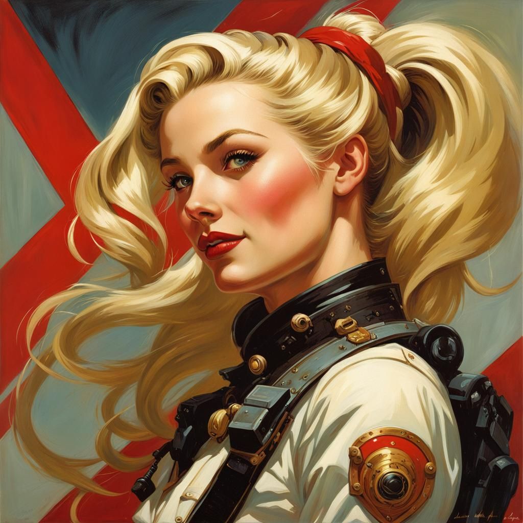 Beautiful Blond Woman Portrait in Digital Art Style