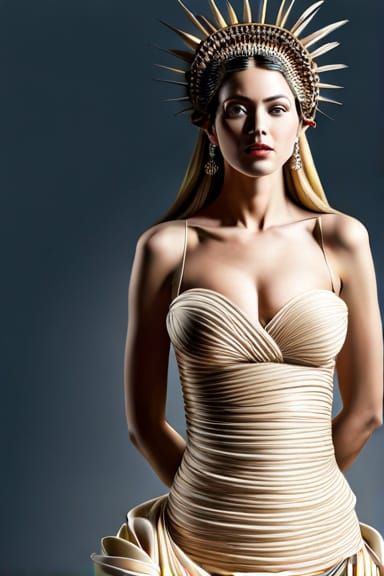 Goddess of Spaghetti: Hyperrealistic Full Body Portrait