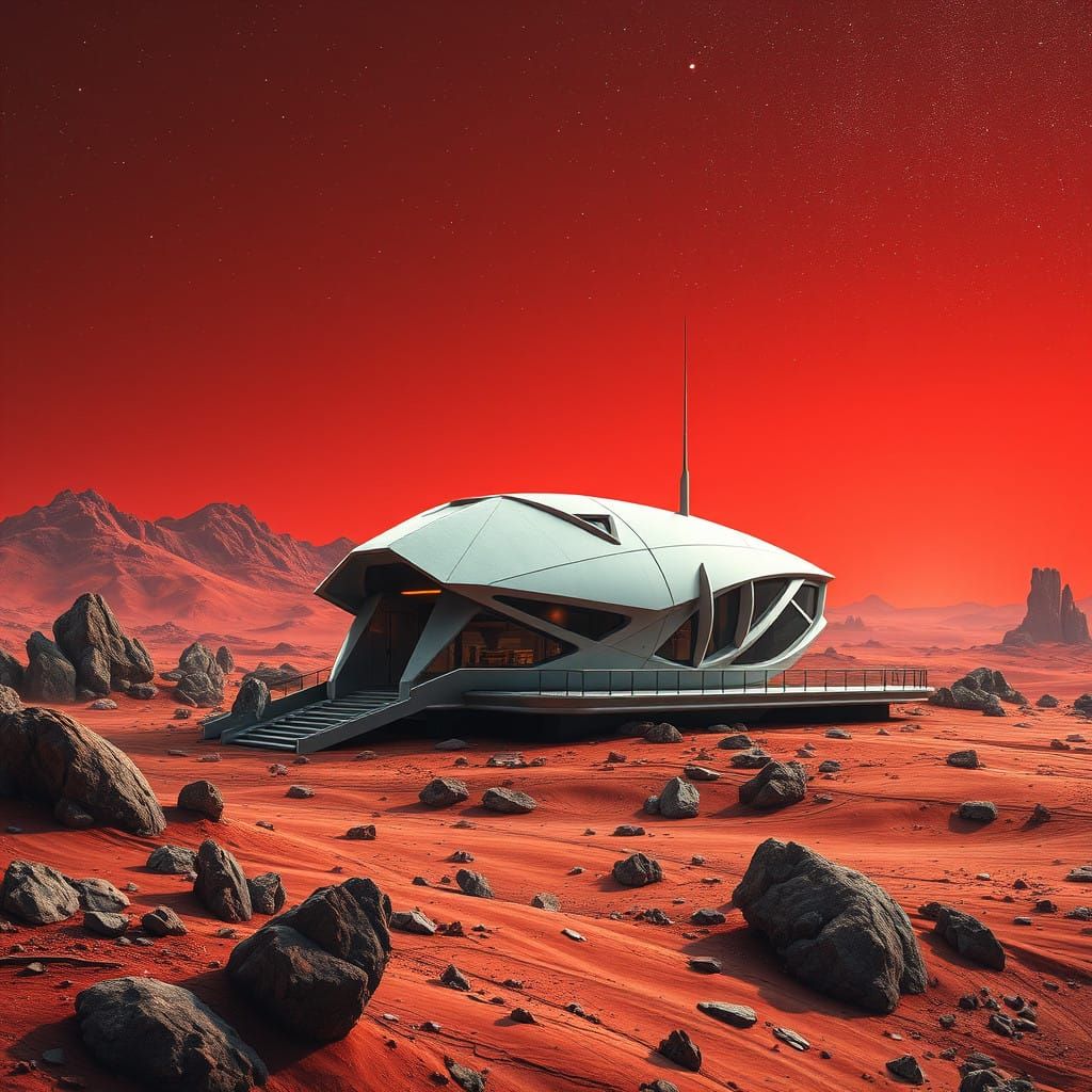 Solitary Futuristic Space House on a Distant, Alien Planet