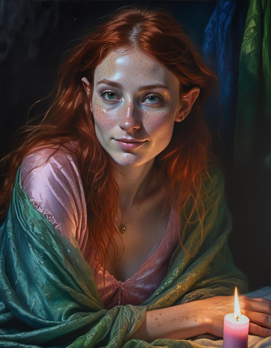 Ethereal Elf Portrait in Renaissance Chiaroscuro