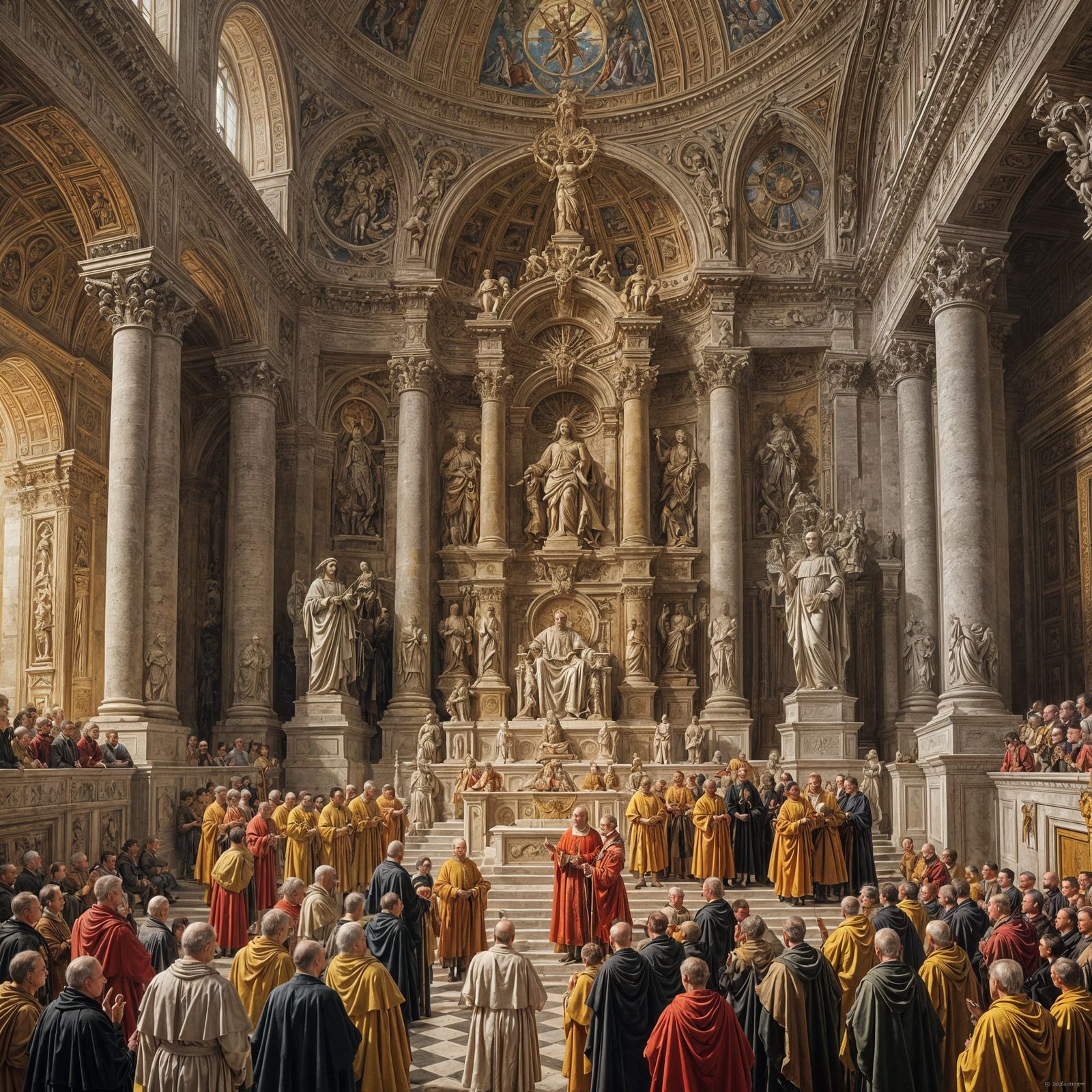 Pope on Saint Peter's Throne, Vatican, in Oil Painting Style