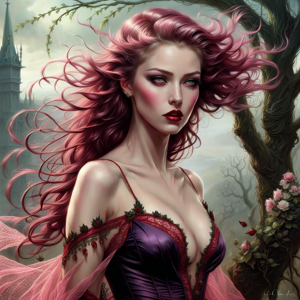 Hyperreal Woman in Lace Lingerie, Surreal Art