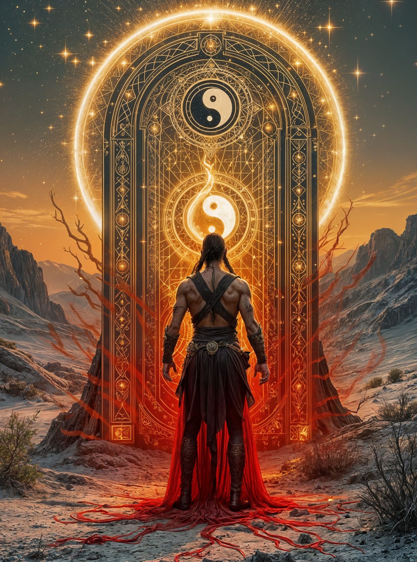 Glowing Portal Reveals Ancient Mirror in Desolate Landscape