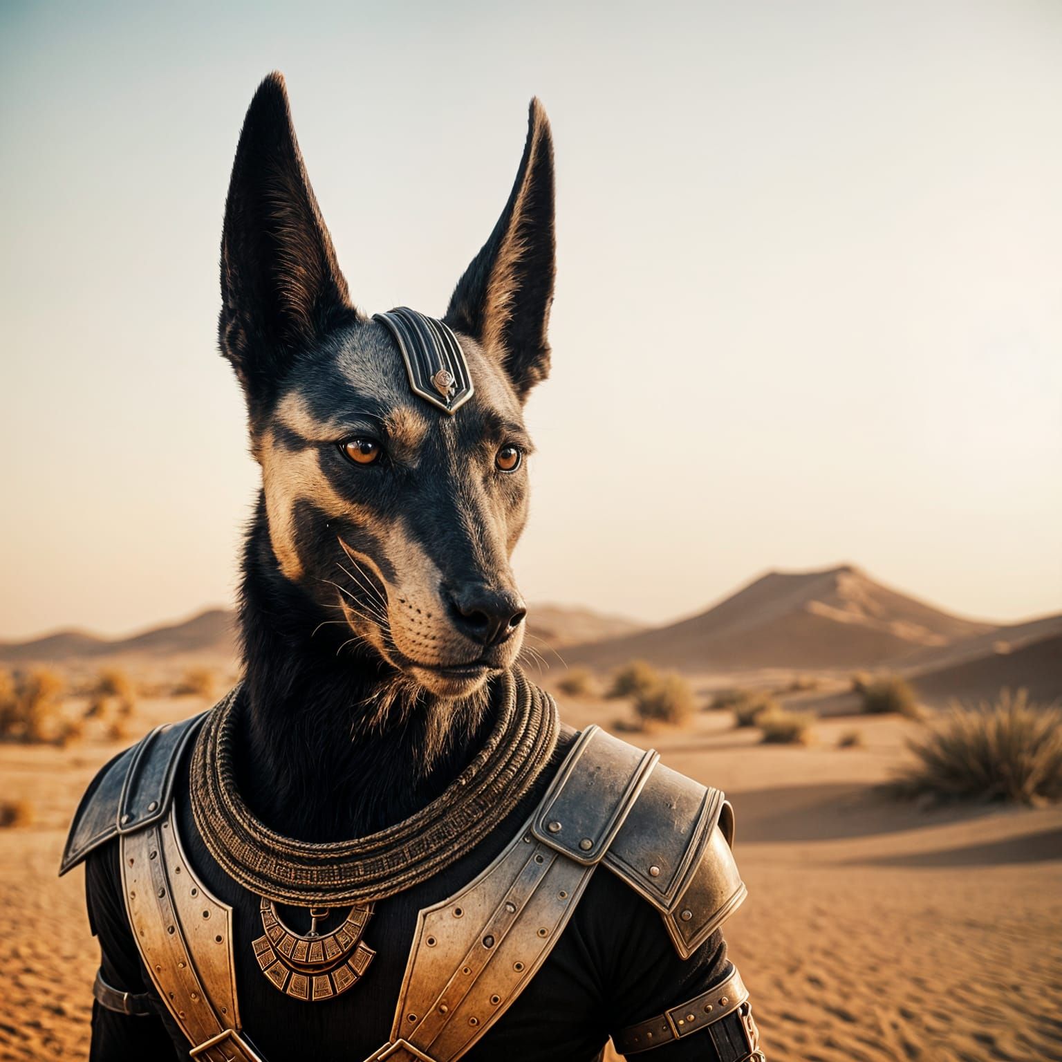 Anubis in the Desert: A Cinematic Film Photograph