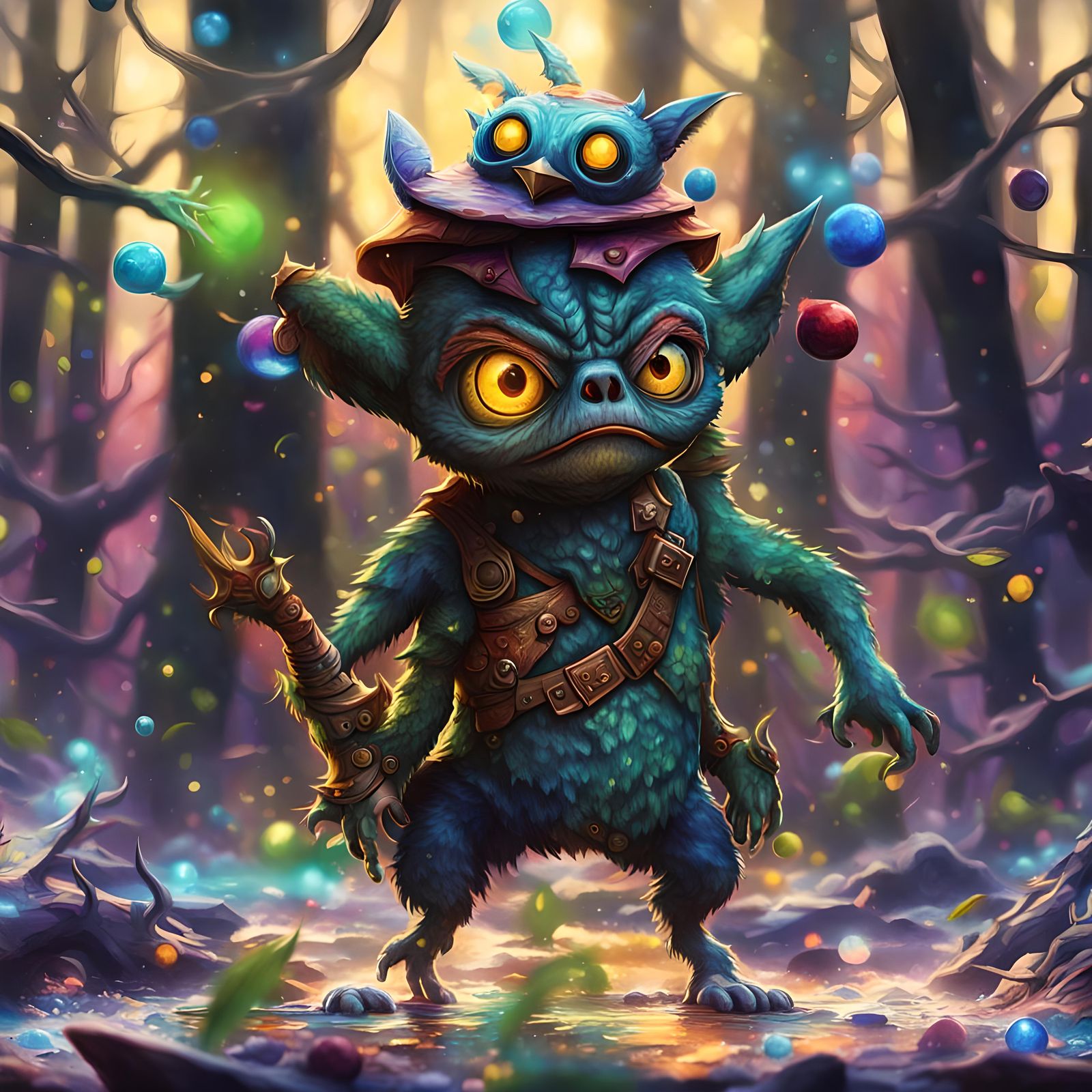 Gremlin in Forest: Hyperrealistic Gothic Digital Art