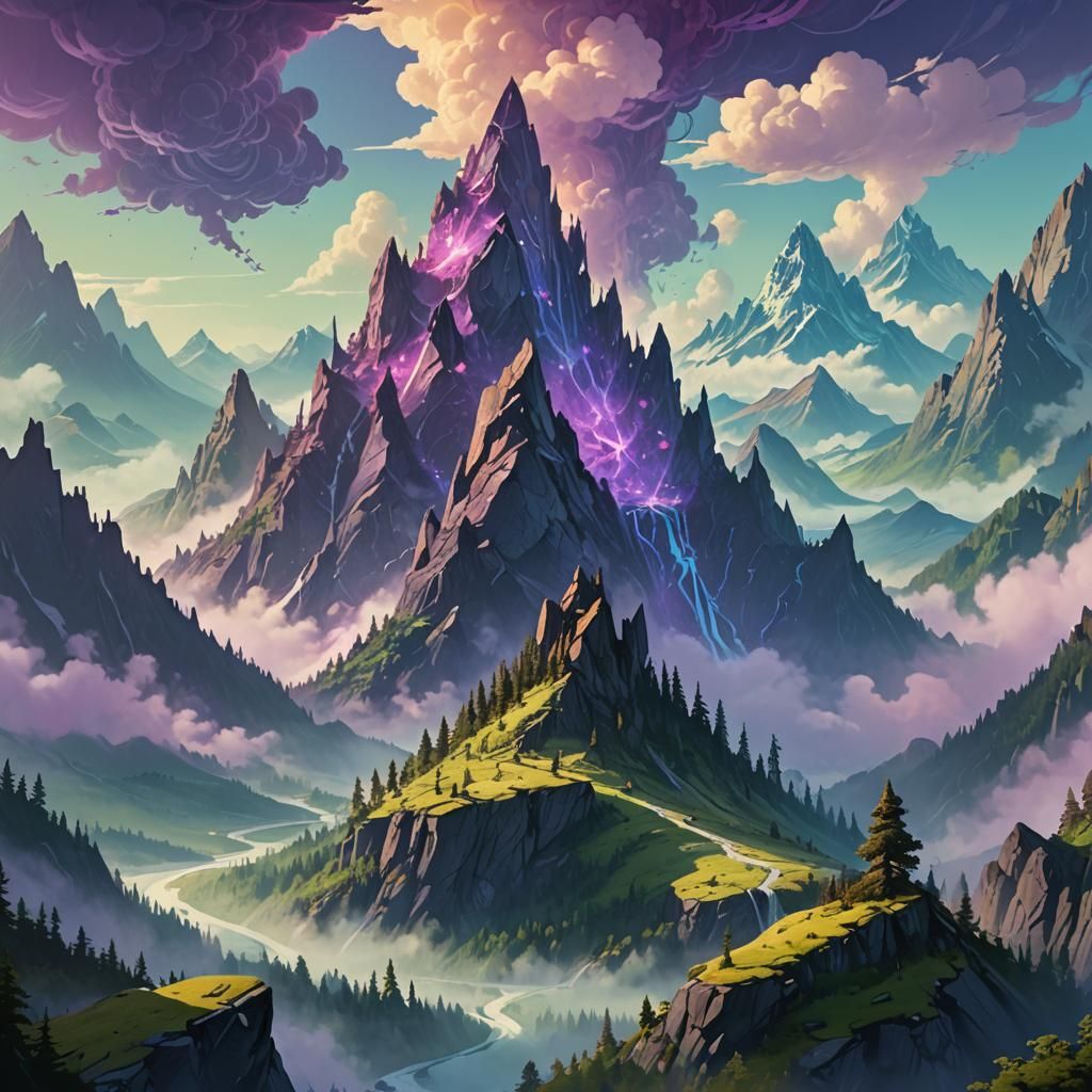 Floating Mountain Range in Fantastical Concept Art