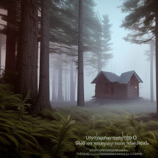 Old Hut in Foggy Pine Forest: Matte Painting