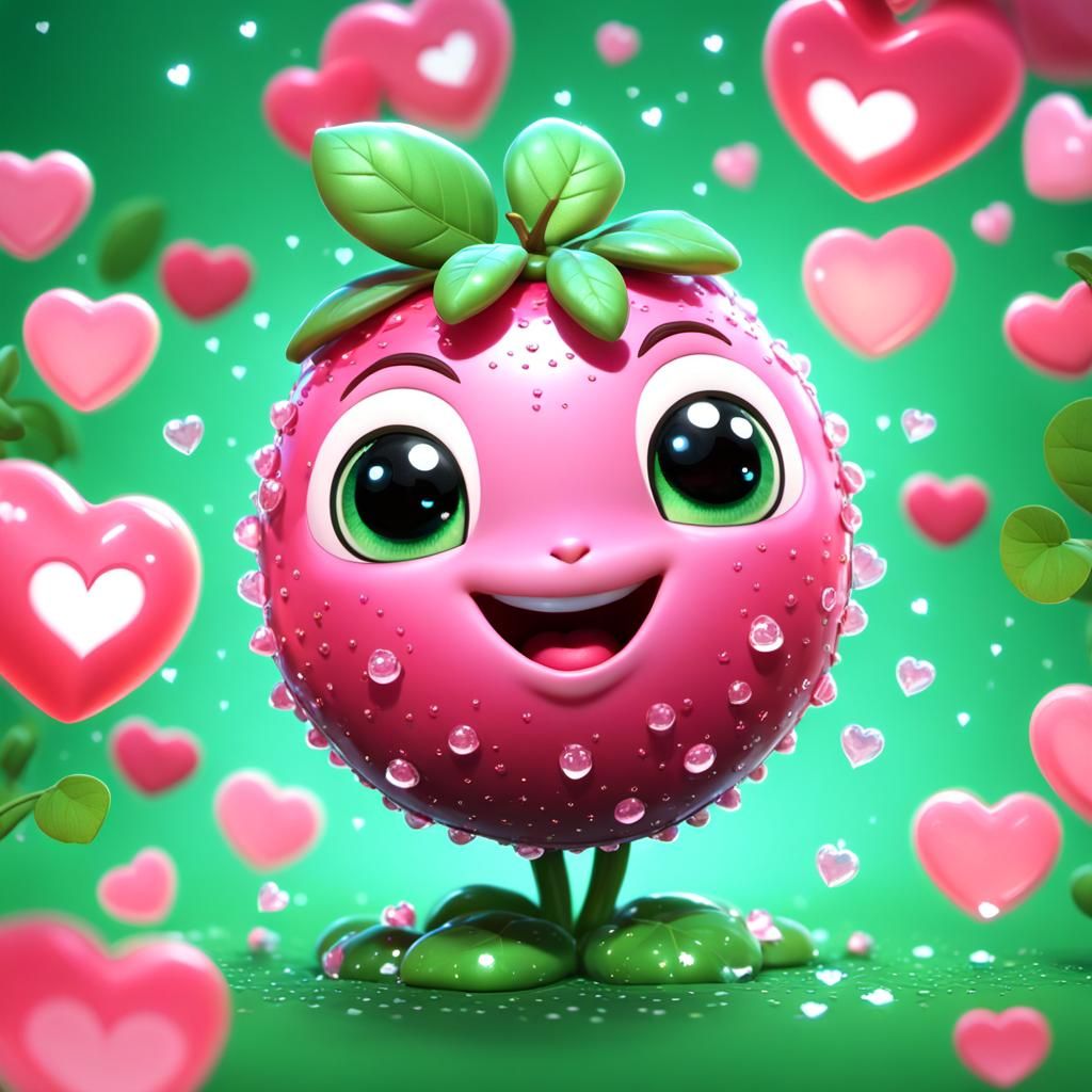 Cute Berry with Sparkling Eyes in Kawaii Digital Art