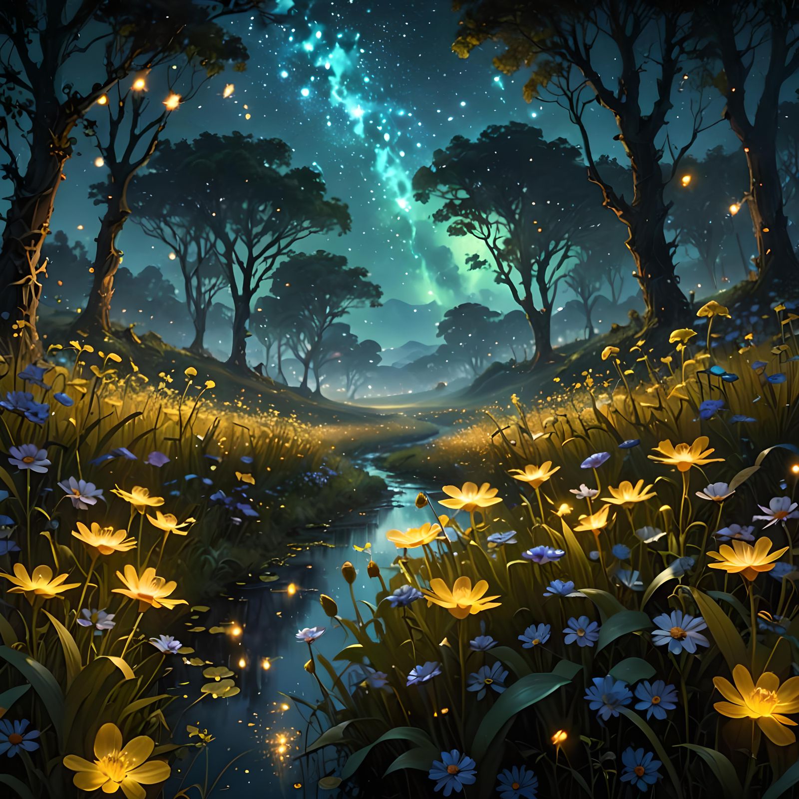 Fields of flowers on a special night