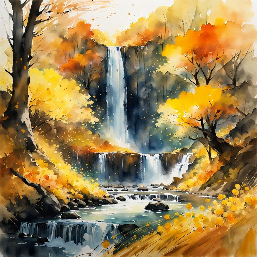 Lush Autumn Forest in Watercolor Style