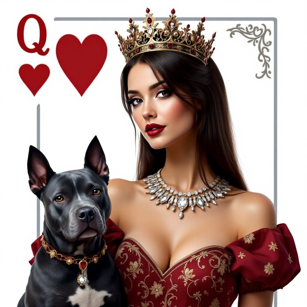 Dark Burgundy Queen of Hearts in Elegant Victorian Style