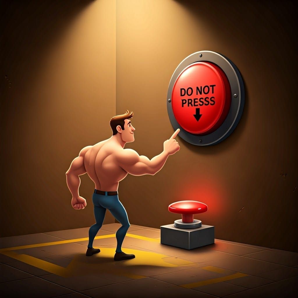 Comedic Caution: Man on Brink of Chaos