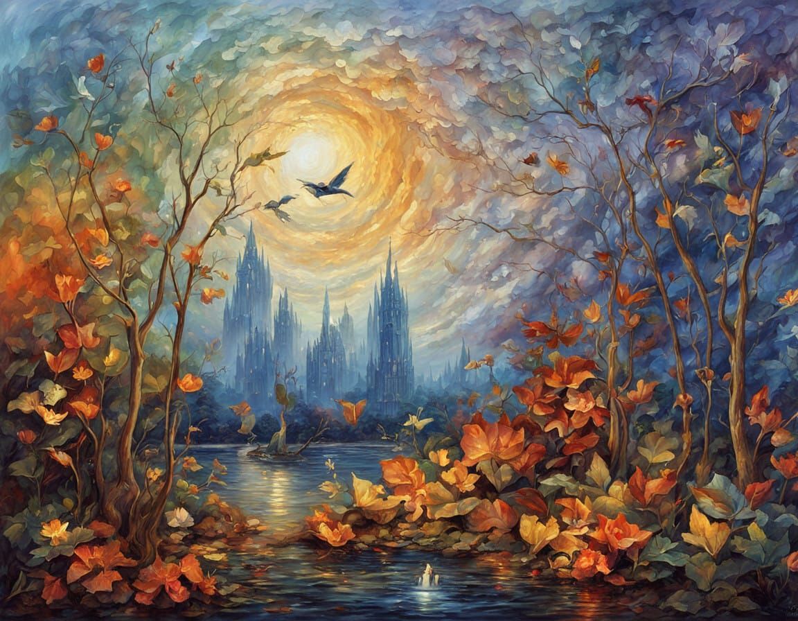 Romantic Unity Between Two Ethereal Beings in Modern City