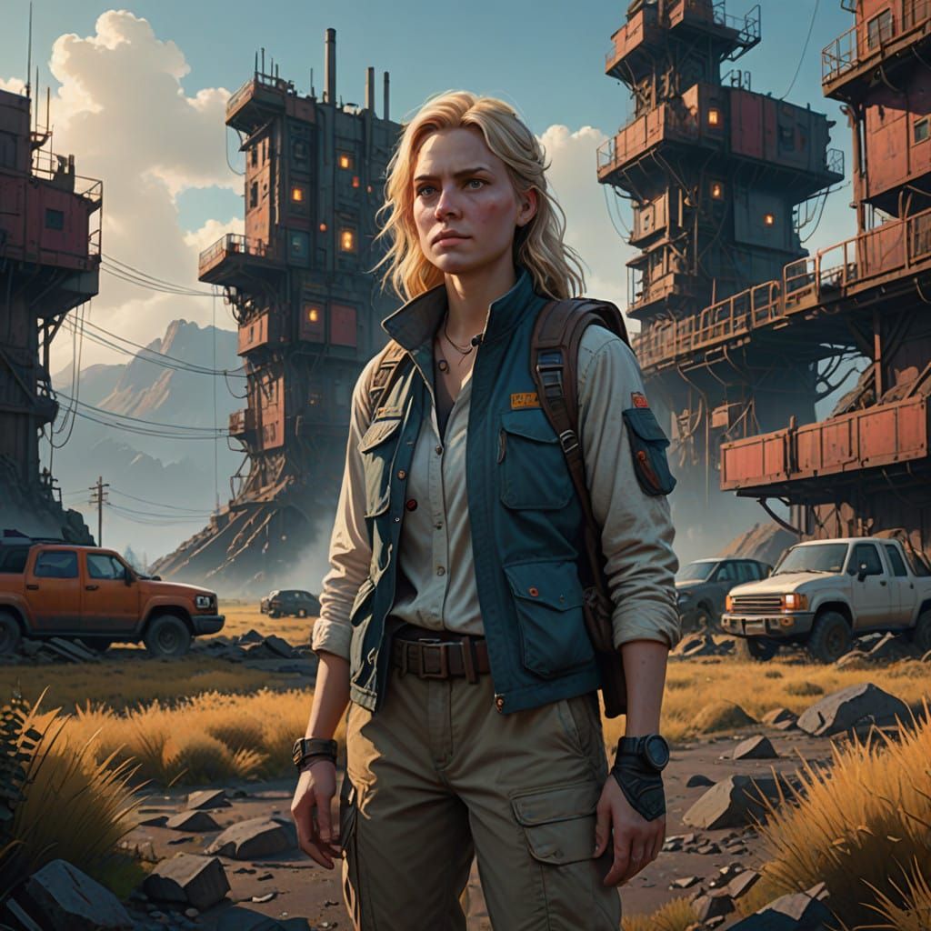 Mysterious Explorer Stands at Dawn Over Abandoned Strip Mine