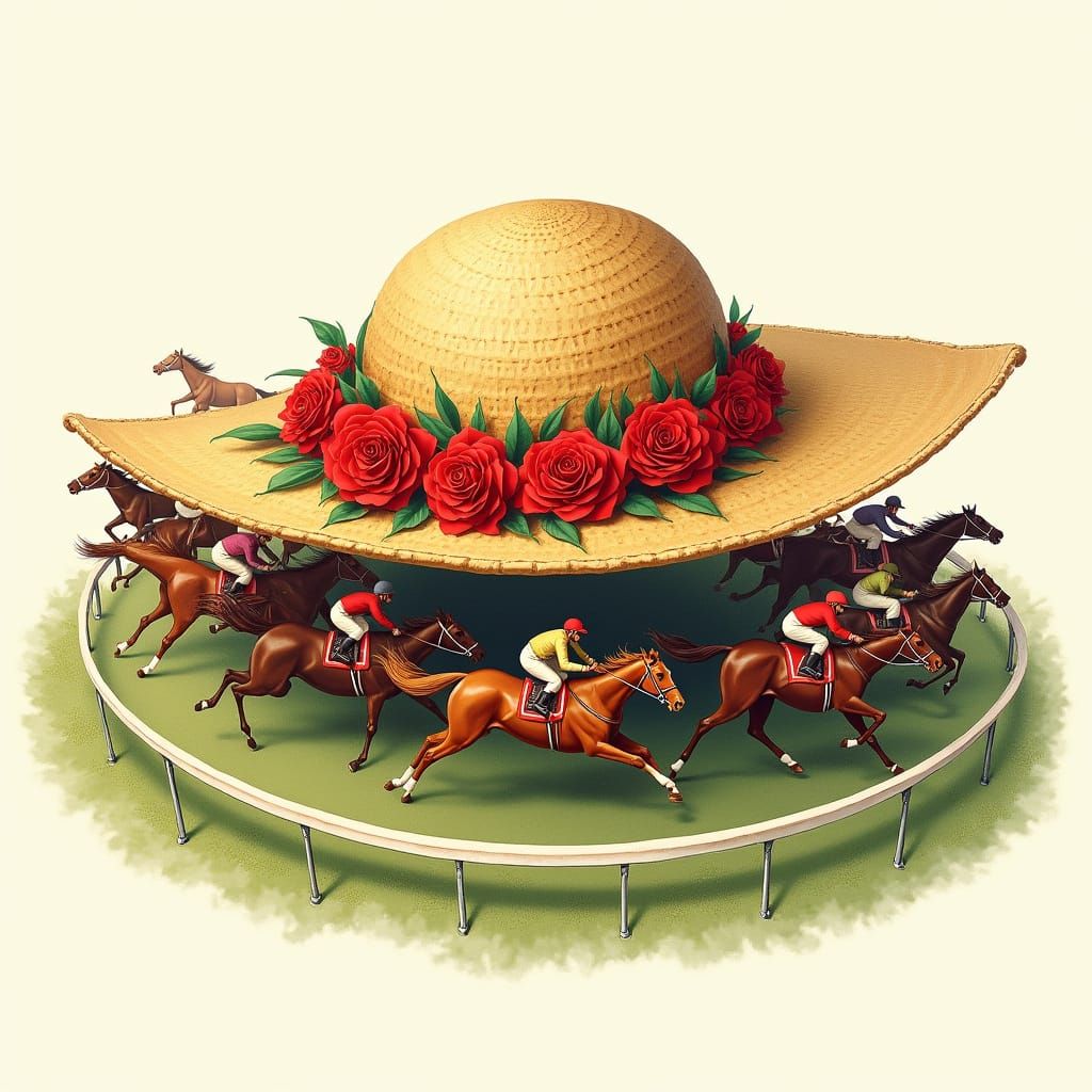 Elegant Sun Hat Transforms into Kentucky Derby Racetrack