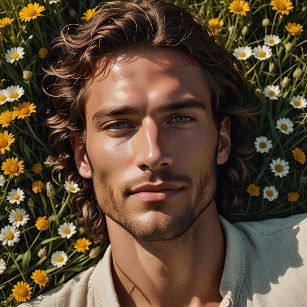 Handsome Young Man in Daydream, Soft Focus Portrait