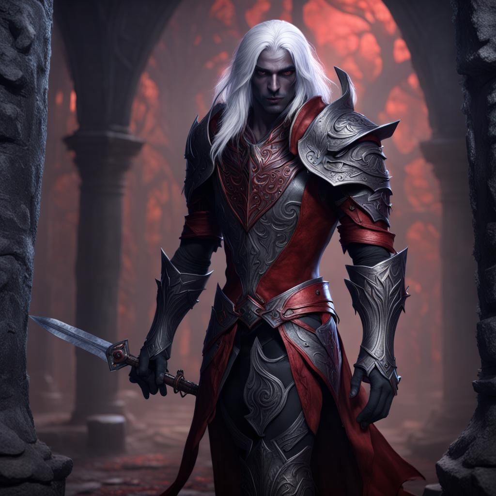 Drow Rogue in Detailed Matte Painting Style