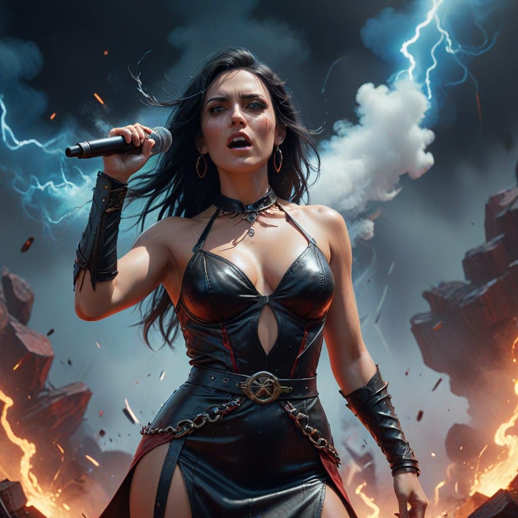 Confident Rock Goddess on Stage