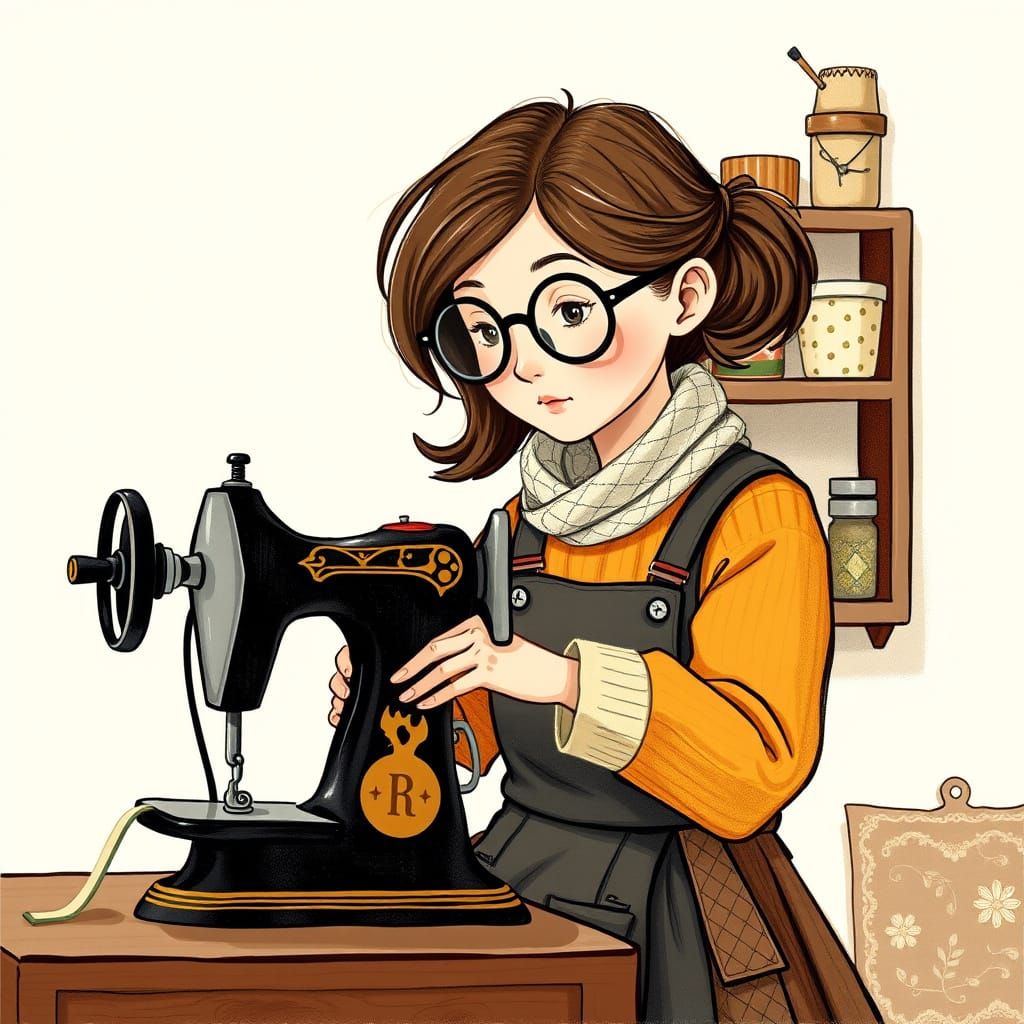 Maker Sewing Cork Wallet in Folk Art Style