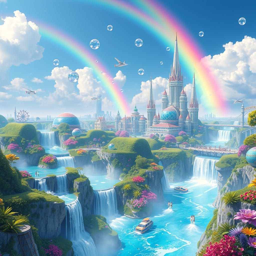 Futuristic Utopia Cityscape in Vibrant Colours