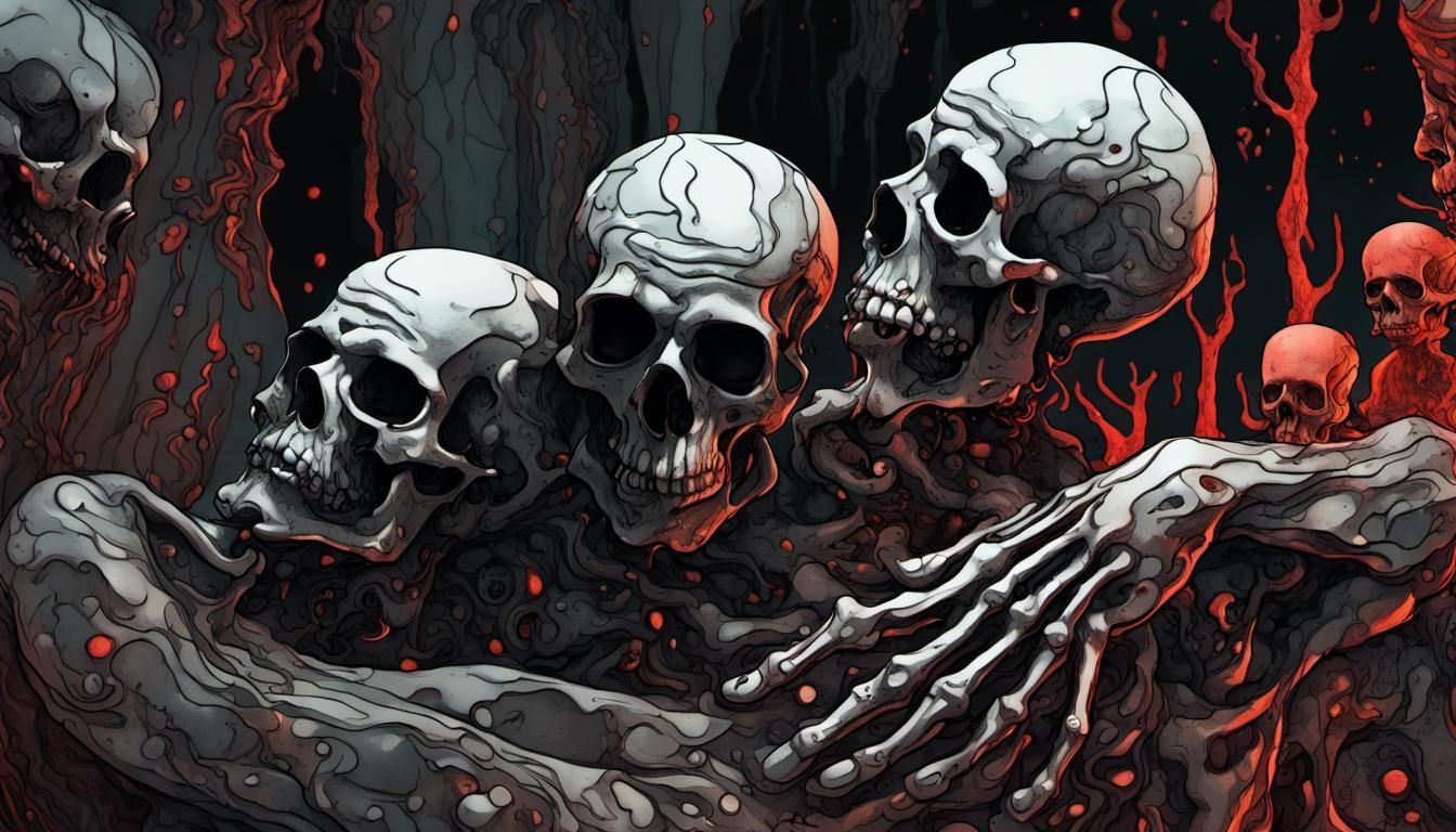 Zen Crimson scene noctilucent  horror, havoc, ...