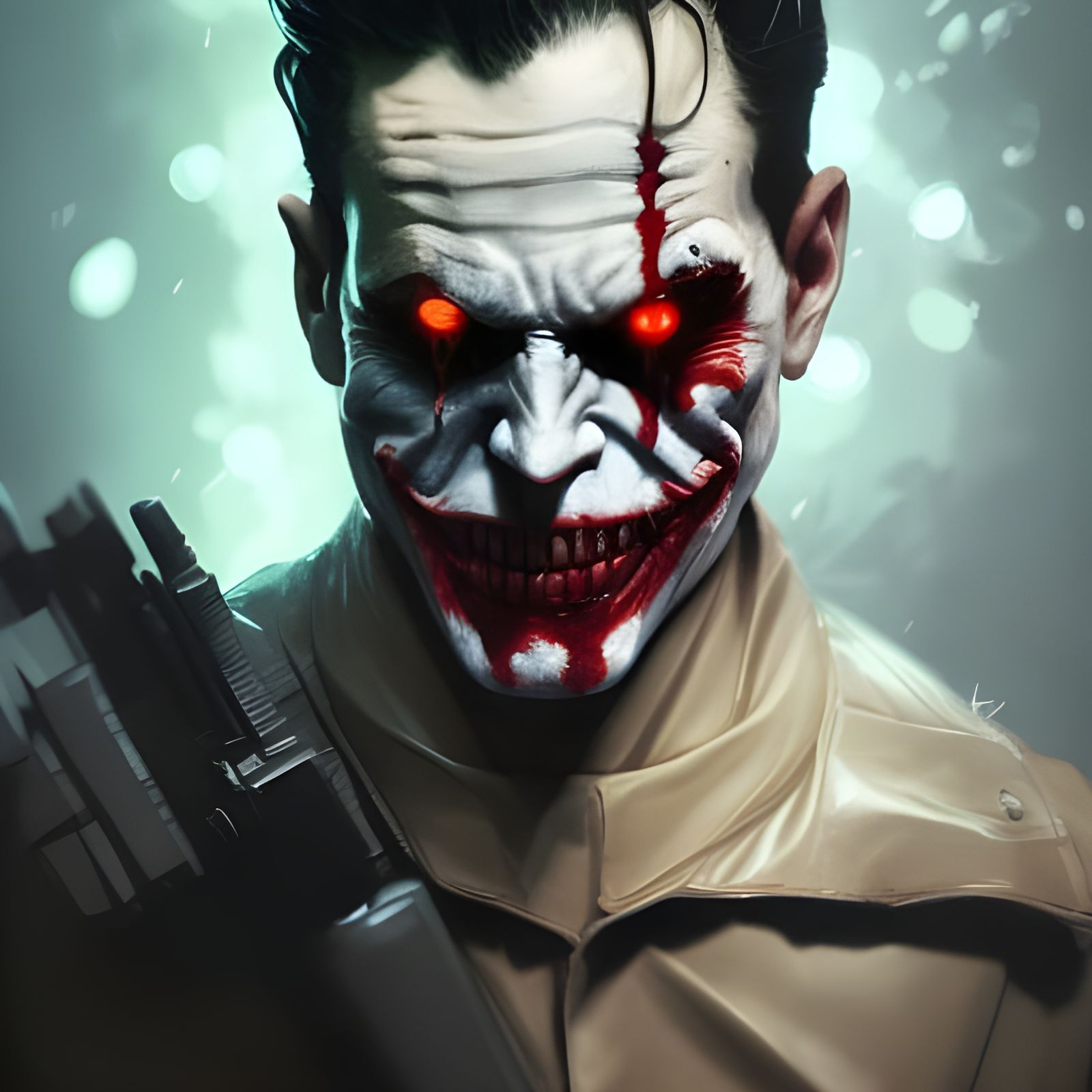 Punisher Joker Portrait in Hyperdetailed Concept Art