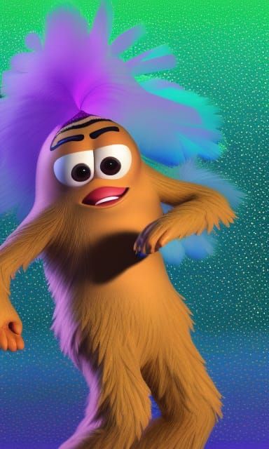 Bigfoot in Sequins: A Pixar-Style 3D Rendering