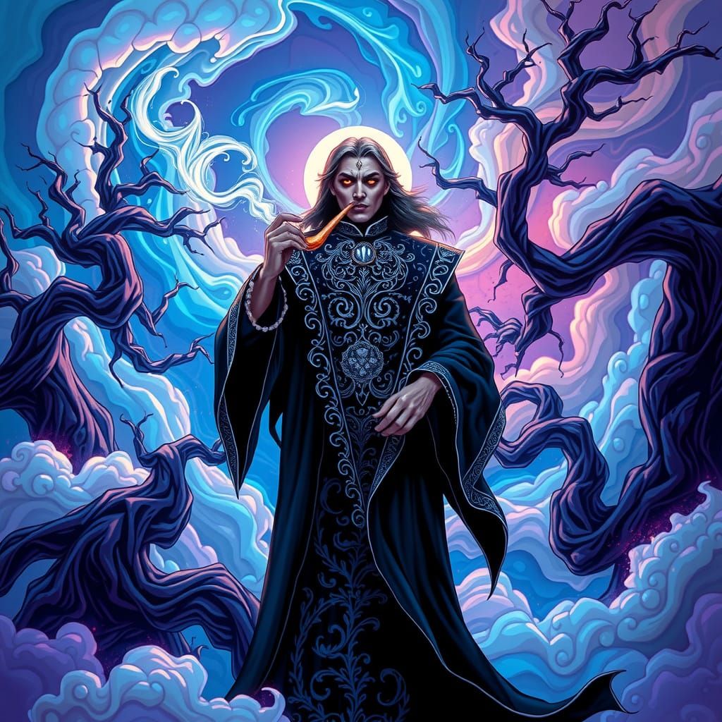 Morpheus in a Vortex of Ethereal Smoke and Magical Energy