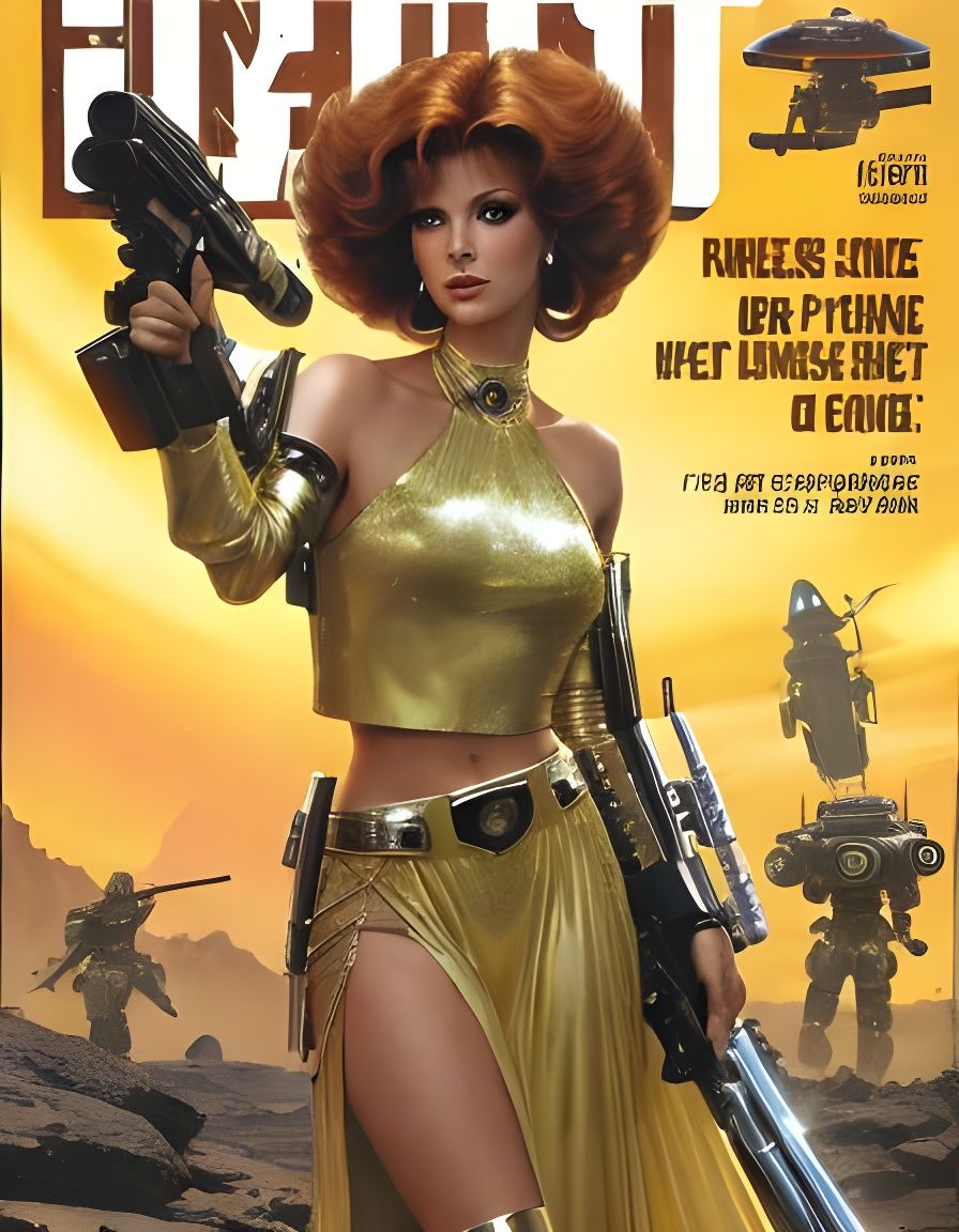Retro Sci-Fi Space Princess with Laser Gun
